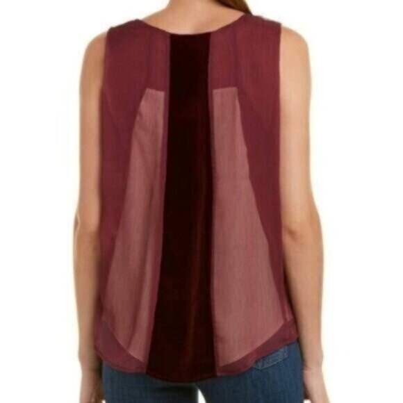 Foxiedox Dante Velvet Accent Tank Top Burgundy XS - Picture 2 of 4